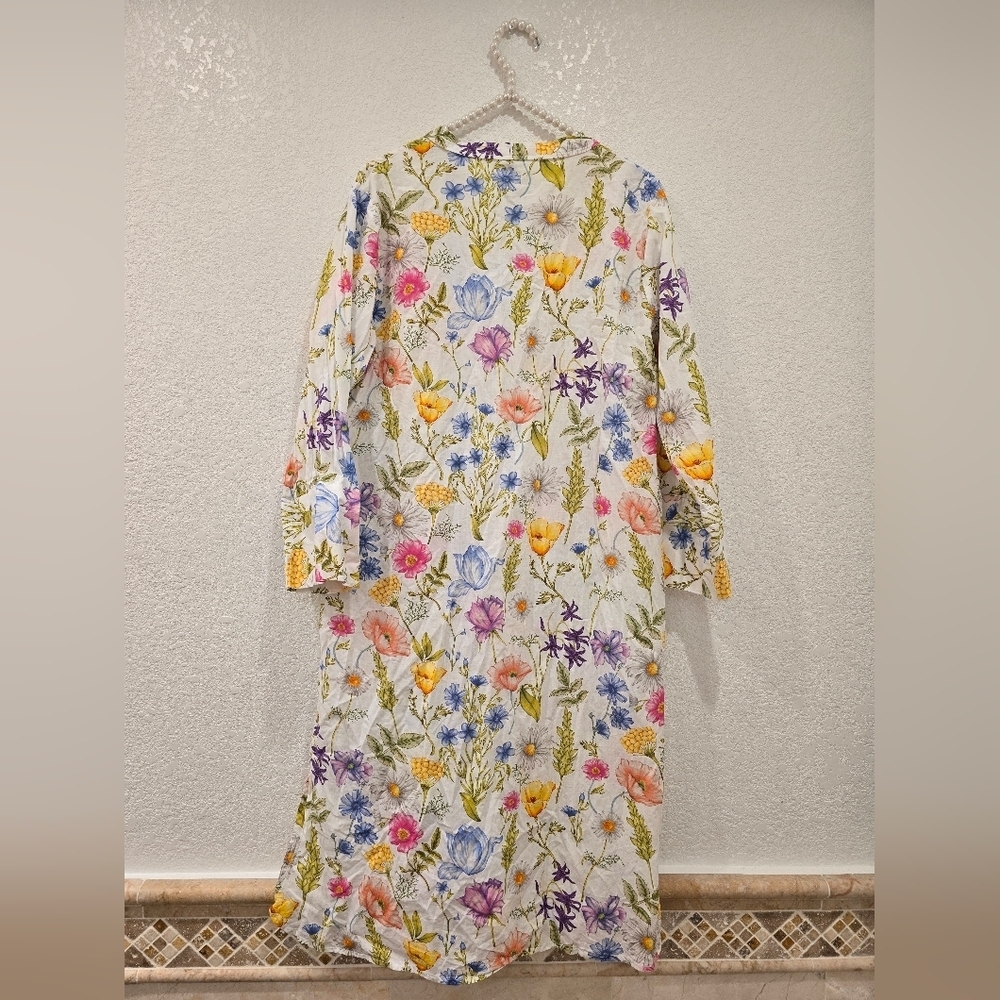 ETHNIC 2 Piece Floral Set Dress Tunic Pants Size M - Picture 3 of 9